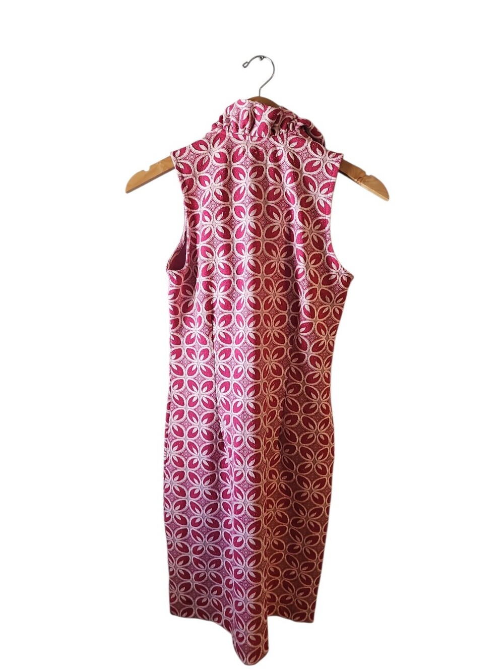Tyler Boe Sleeveless Pink Retro Patterned Ruffle-Collar Dress Sz XS - Picture 4 of 6